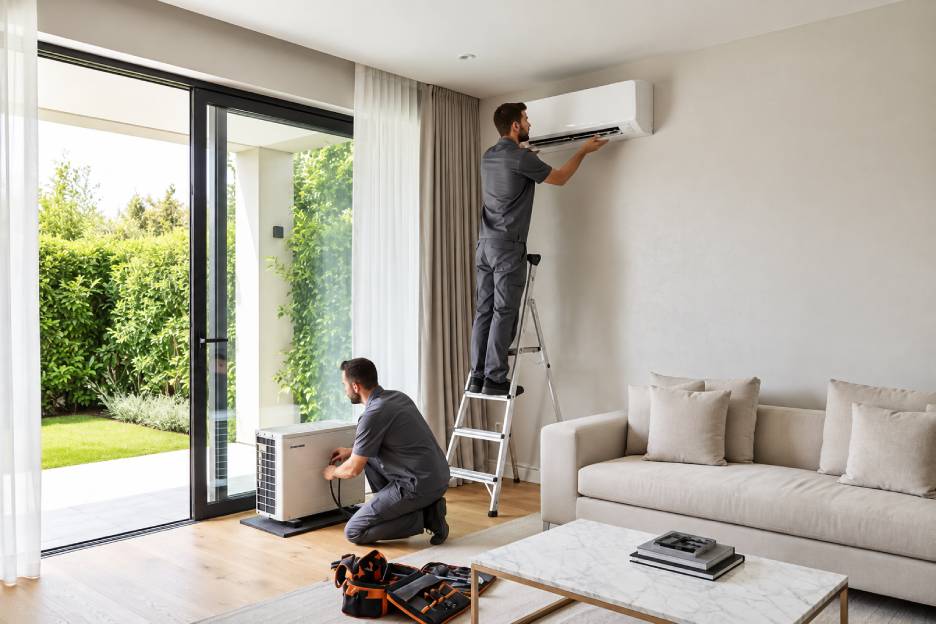 Mitsubishi aircon installation in Singapore property